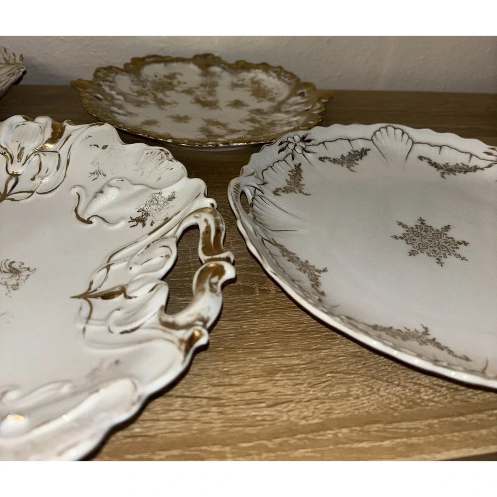 Lot of 4 Antique Plates German Austrian Porcelain IPF Ilmenau Leonard Vienna